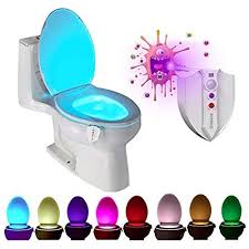 Royfacc 8 Colors Led Toilet Light Motion Detection Bathroom Night Lights Sensitive Dusk To Dawn Battery Operated Lamp With Uv C Light