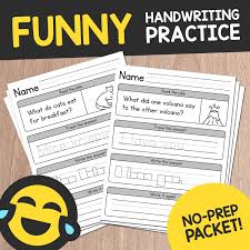 All of these free pdf handwriting charts and flashcards can be easily printed right from your click each photo to download a full size pdf. Funny Handwriting Worksheets Kinder 1st 2nd 3rd Grade Practice Writing Simple Sentences Printable Pdf Download The Digital Market Place