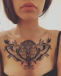 Black Top White Background Tattoos For Women With Meaning Large Symmetrical Moth Tattoo Chest Tattoos For Women Tribal Chest Tattoos Tattoos For Women