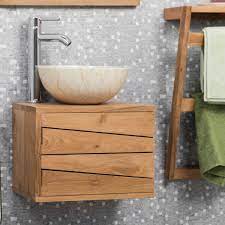 Afin d'avoir une pièce d'eau design et fonctionnelle, la vasque est conseillée par tous les experts en design de ce monde. Meuble De Salle De Bain Suspendu En Teck Cosy 40cm