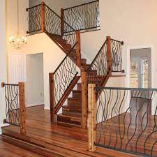 This railing was built by edward for the staircase attached to his back deck. Wrought Iron Stair Railing Metal Stair Railing Custom Iron Etsy Interior Railings Stair Railing Design Iron Stair Railing