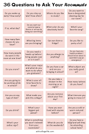 36 Questions To Ask Your Roommate College Roommate College Freshman Advice Getting To Know You