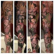 This Dragon Ball Z Portrait Sleeve Is Amazeballs To Say The Least Dragon Ball Tattoo Z Tattoo Leg Sleeve Tattoo