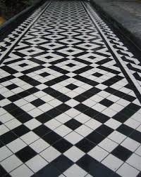 Black And White Mosaic Floor Tiles Banded Box Design With Wave Border For A Pathway Marble Floor Pattern Black Mosaic White Mosaic Floor