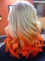 Blonde And Orange Hair Orange Ombre Hair Hair Color Orange Dip Dye Hair