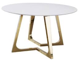 Kiln dried hardwood mango wood is a highly renewable resource sandblasting gives the wood a white wash finish seats 6 comfortably, 8 is possible, if needed. Casa Padrino Luxury Dining Table White Gold O 130 X H 76 Cm Round Dining Room Table With Synthetic Marble Top And Steel Legs Dining Room Furniture