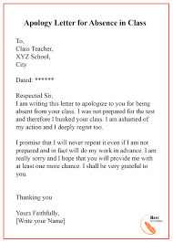 Apology Letter Template For Absence Format Sample Example Best Letter Template Lettering English Letter Writing A Formal Letter