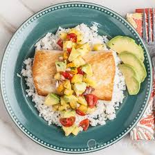 Mahi Mahi With Mango Avocado Salsa Chew Out Loud Recipe Mango Avocado Salsa Avocado Salsa Mahi Mahi