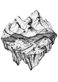 Black And White Road Drawing Original Ink Mountain Landscape Print On Etsy C Shelleynutma Follow On Instagram Floating Island Landscape Drawings Mountain Drawing Vinyl Art Stickers