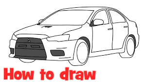 How To Draw A Car Mitsubishi Lancer Evolution 2015 Evo X Step By Step -  Youtube