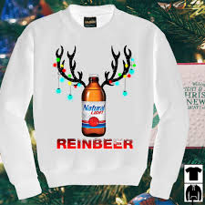 Natural Light Beer Reinbeer Christmas Sweater Shirt And Longsleeve Tee
