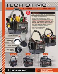 Veto pro pac designs and manufactures a premium line of tool bags that improve organization and save tradesmen time and money. Veto Pro Pac Tech Ot Mc