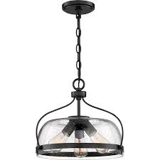 Quoizel Henderson Matte Black Farmhouse Seeded Glass Bowl Pendant Light In The Pendant Lighting Department At Lowes Com