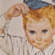 Nursery Wall Art Northern Tissue Little Boy in Baseball Cap Framed Print,  All American Boys , Artist Francis Hook