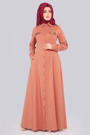 Kollari Nakisli Elbise Ferace Mdh6501 Koyu Somon Kadin Kiyafetleri Elbise Moda Stilleri