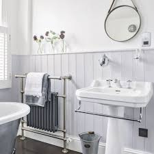 True to tradition, this bathroom features classic moldings and fixtures dressed up with blue tiles and backsplashes. Bathroom Ideas Designs Trends And Pictures Ideal Home