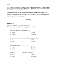 → koleksi soalan, latihan, nota, buku teks tahun 1, 2, 3, 4, 5, 6. Sulit Each Question In This Paper Is Followed By Three Or Four Possible Answers Choose The Best Answer Fro Exam Papers English Language English Vocabulary