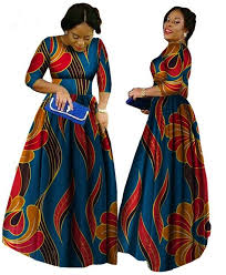 African Bazin Women Long Sleeves Dresses In African Clothing Ankara Wax Fabric African Clothing African Traditional Dresses Women Long Sleeve Dress