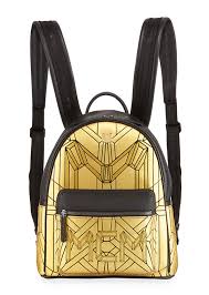 MCM Unisexs Small Metallic Bionic Series Backpack, Gold, MSRP $1,210