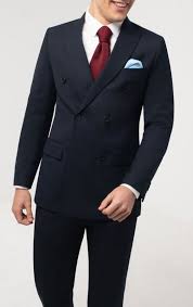 Maybe you would like to learn more about one of these? Dobell Navy Blue Double Breasted Suit With Peak Lapel Dobell