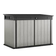 Armoires & coffres de jardin : Coffre De Jardin Resine Grand Store Gris Fonce Clair L 190 X H 133 X P 111 Cm Leroy Merlin
