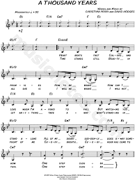 ) capo 1 intro : Christina Perri A Thousand Years Sheet Music Leadsheet In Bb Major Transposable Download Print Sku Mn0113740