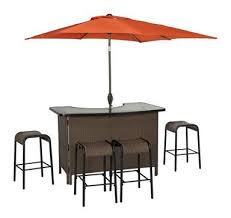 This iron bar table is brightly colored which adds a unique artistic style to your garden. Living Accents Corona Wicker Bar 6 Piece Set Outdoor Bar