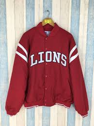 Detroit Lions Varsity Jacket Men Xlarge Vintage 90 S Lions Nfl American Football Rugby Bomber Coach Jacket R Varsity Jacket Men Varsity Jacket Football Jackets
