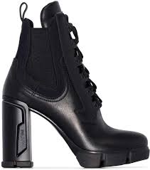 Black Ankle Boots With Brown Heel Prada Chunky Heeled Ankle Boots Farfetch Boots Leather Ankle Boots Brown Ankle Boots