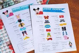 free disney packing list printables