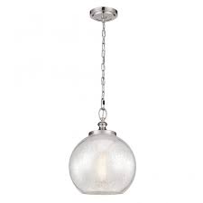 Chandeliers, bathroom lighting, pendants, ceiling lights Mercury Glass Ceiling Pendant With Brushed Steel Chain Suspension