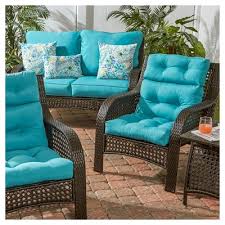 Solid Outdoor High Back Chair Cushion Teal Kensington Garden Outdoor Lounge Chair Cushions High Back Chairs Lounge Chair Cushions
