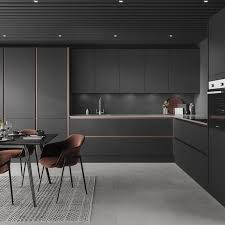 Reclaimed chestnut wood adds character to the island top. Linear Kitchen Trend Kitchen Trends Howdens