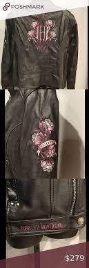 Harley Davidson Women S Leather Jacket Pink Roses In 2020 Leather Jackets Women Purple Leather Jacket Harley Davidson Leather Jackets