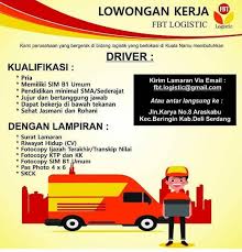 Dibawah ini telah kami sajikan informasi lowongan kerja lulusan sma smk d3 s1 s2 semua . Lowongan Kerja Medan Oktober 2020 Sma Supir Fbt Logistic