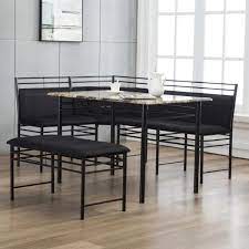 Check spelling or type a new query. 3 Pc Gray Black Metal Breakfast Nook Dining Set Corner Booth Bench Faux Marble Ebay