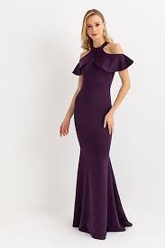 Omuz Firfir Balik Abiye Mor The Dress Moda Stilleri Gelinlik