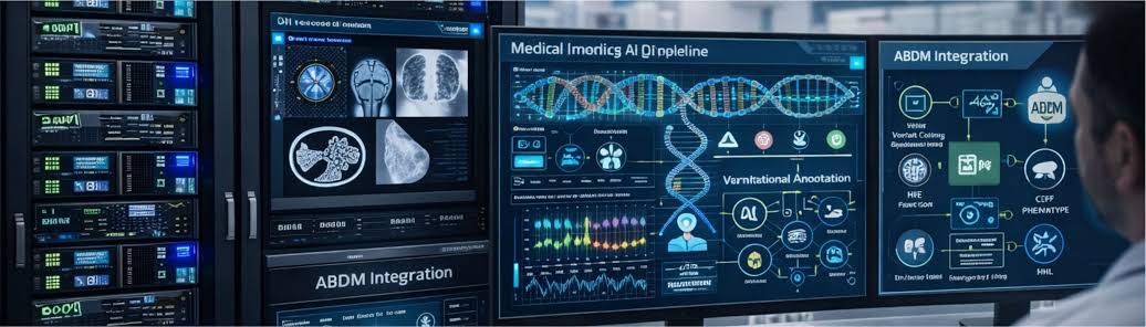 Complex AI healthcare data pipeline dashboard, AI generated