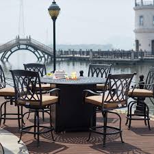 Best choice products 57in 50,000 btu rectangular aluminum gas fire pit table w/ storage, cover, glass rocks. Capri 7 Piece Cast Aluminum Patio Counter Height Fire Pit Bar Set W 60 Inch Round Table By Darlee Bbqguys
