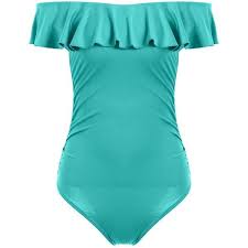 Off The Shoulder Ruffle One Piece Swimwear 14 Liked On Polyvore Featuring Swimwear One Piec Off The Shoulder Swimsuit One Piece Swimwear Flounce Swimsuit