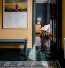 Matching interior design colors, blue paint for ceiling and cabinets. 10 Things Nobody Tells You About Painting Floors Remodelista