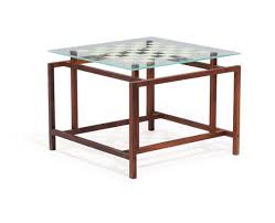 A very simple yet beautiful table with a very architectural appearance. Henning Norgaard Square Coffee Table Chess Table With Rosewood Frame Clear And Frosted Glass Top Mutualart