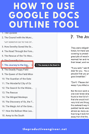 How To Use The Google Docs Outline Tool With Screenshots And Video The Productive Engineer In 2020 Google Docs Writing A Book Productivity Apps
