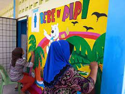 Dengan tona warna dinding putih memberi impak saiz yang kelihatan luas. Hiasan Mural Dinding Tandas Pibg Sk Kampung Jepak Facebook
