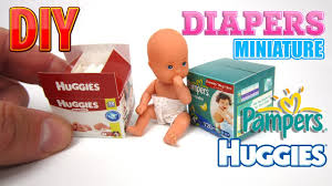 Diy Diapers Miniature Pampers And Huggies Dollhouse No Polymer Clay Youtube
