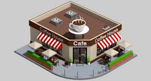 Coffee Shop Exterior Interior Architecture 3d Model 3d Model Coffee Shop Coffee Shop Design Isometric Design