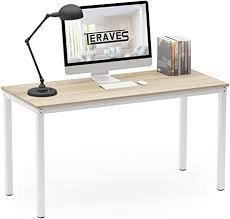 Glenwillow home ames reversible gaming computer desk with adjustable shelves, home office desk, grommet cable management, leveler feet, easy assembly. Amazon Com Teraves Computer Desk Dining Table Office Desk Sturdy Writing Workstation For Home Office 39 37 Beige White Frame Home Kitchen