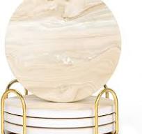 Amazon.com: Gold Coasters Set of 6 with Holder, 3.54 in ...