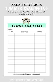 Free Printable Summer Reading Log Sprinkled With Paper Summer Reading Log Reading Logs Summer Reading Log Printable