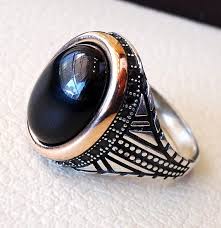 Black And Silver Mens Ring Agate Onyx Natural Black Aqeeq Sterling Silver Men Ring Etsy Rings For Men Mens Jewelry Rings Cool